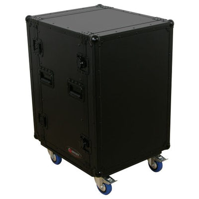 Odyssey FZAR16WBL - Black 16U Pro Amp Rack with Casters.