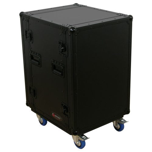 Odyssey FZAR16WBL - Black 16U Pro Amp Rack with Casters.