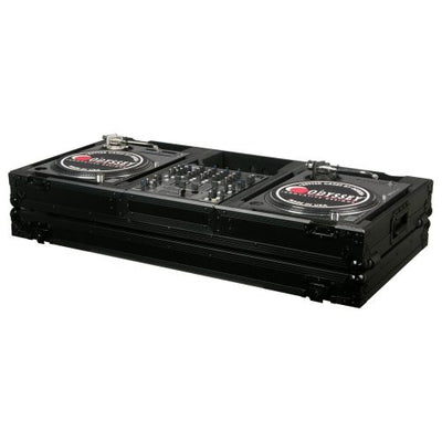 Odyssey FZBM12WBL - Black 12" Format DJ Mixer and Two Battle Position Turntables Flight Coffin Case