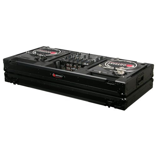 Odyssey FZBM12WBL - Black 12" Format DJ Mixer and Two Battle Position Turntables Flight Coffin Case