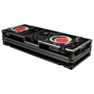 Odyssey FZDJ10W - 10" Format DJ Mixer and Two Standard Position Turntables Flight Coffin Case with Wheels