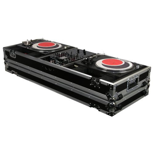 Odyssey FZDJ10W - 10" Format DJ Mixer and Two Standard Position Turntables Flight Coffin Case with Wheels