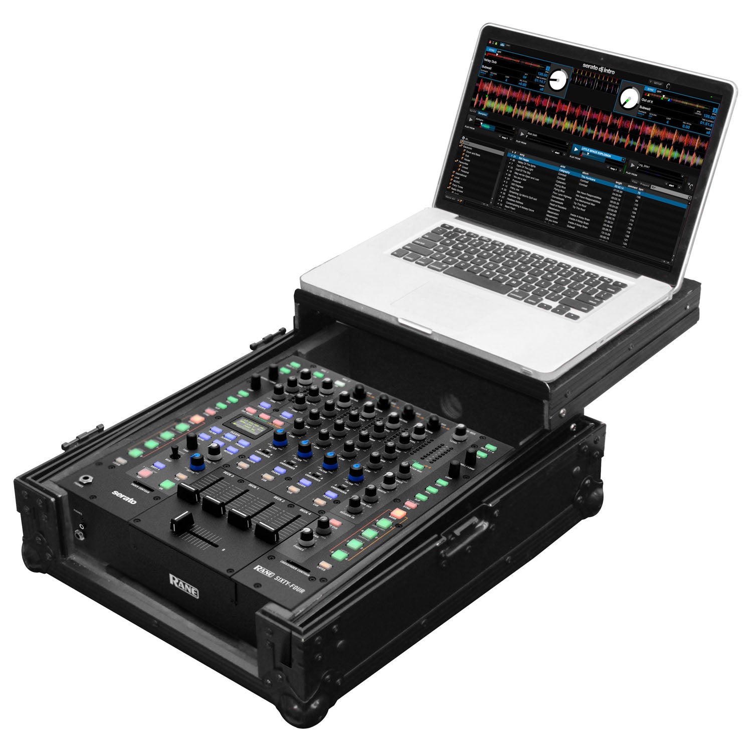 Odyssey FZGS12RANE64BL - Black Rane Sixty-Four 12" Mixer Flight Case with Glide Platform