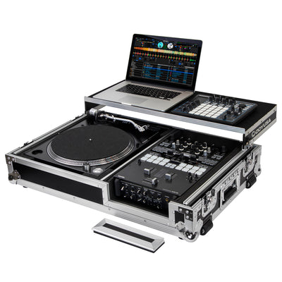 Odyssey FZGS1BM10W - Reversible 10" Format DJ Mixer and One Battle Position Turntable Coffin Flight Case with Glide Platform