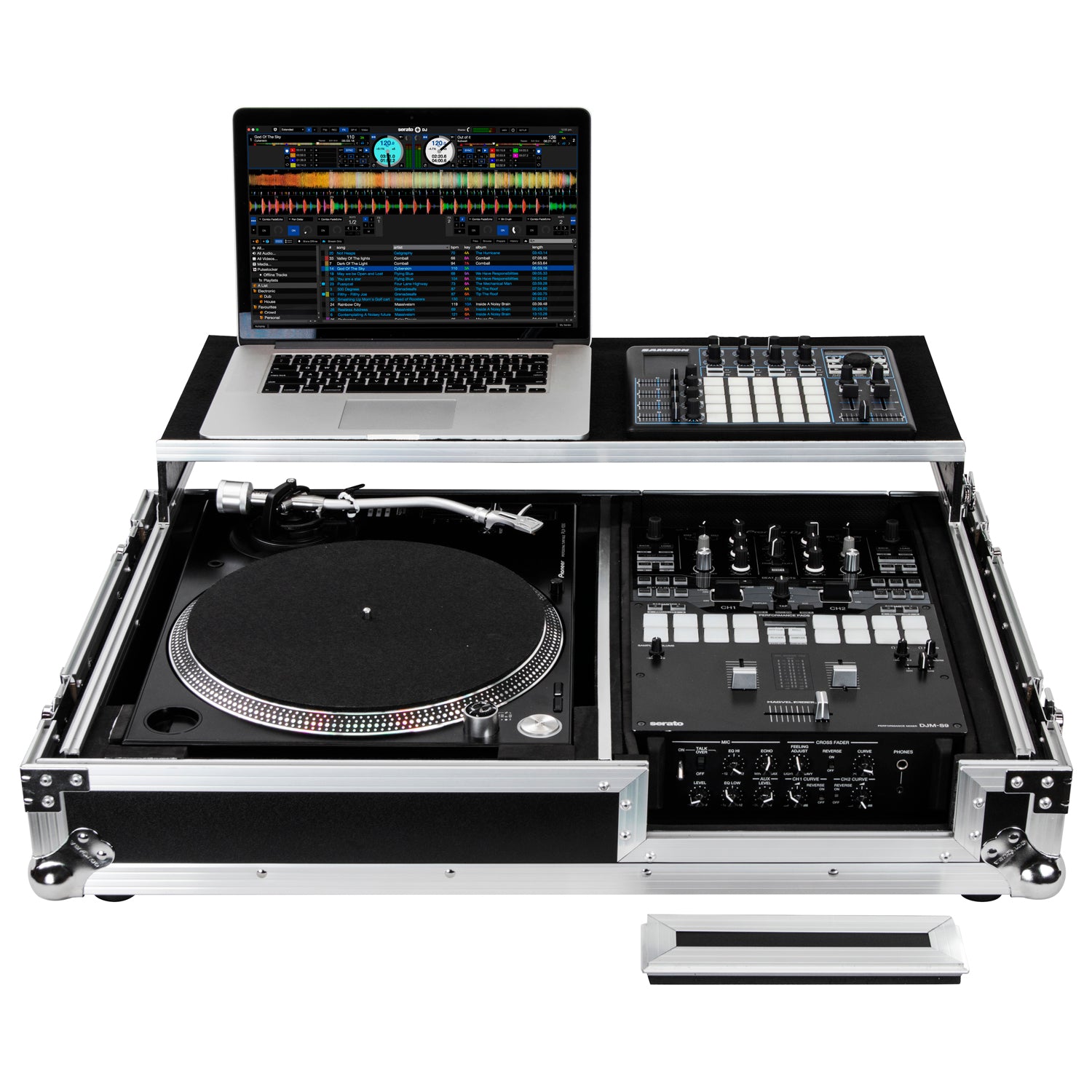 Odyssey FZGS1BM10W - Reversible 10" Format DJ Mixer and One Battle Position Turntable Coffin Flight Case with Glide Platform