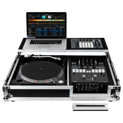 Odyssey FZGS1BM10W - Reversible 10" Format DJ Mixer and One Battle Position Turntable Coffin Flight Case with Glide Platform
