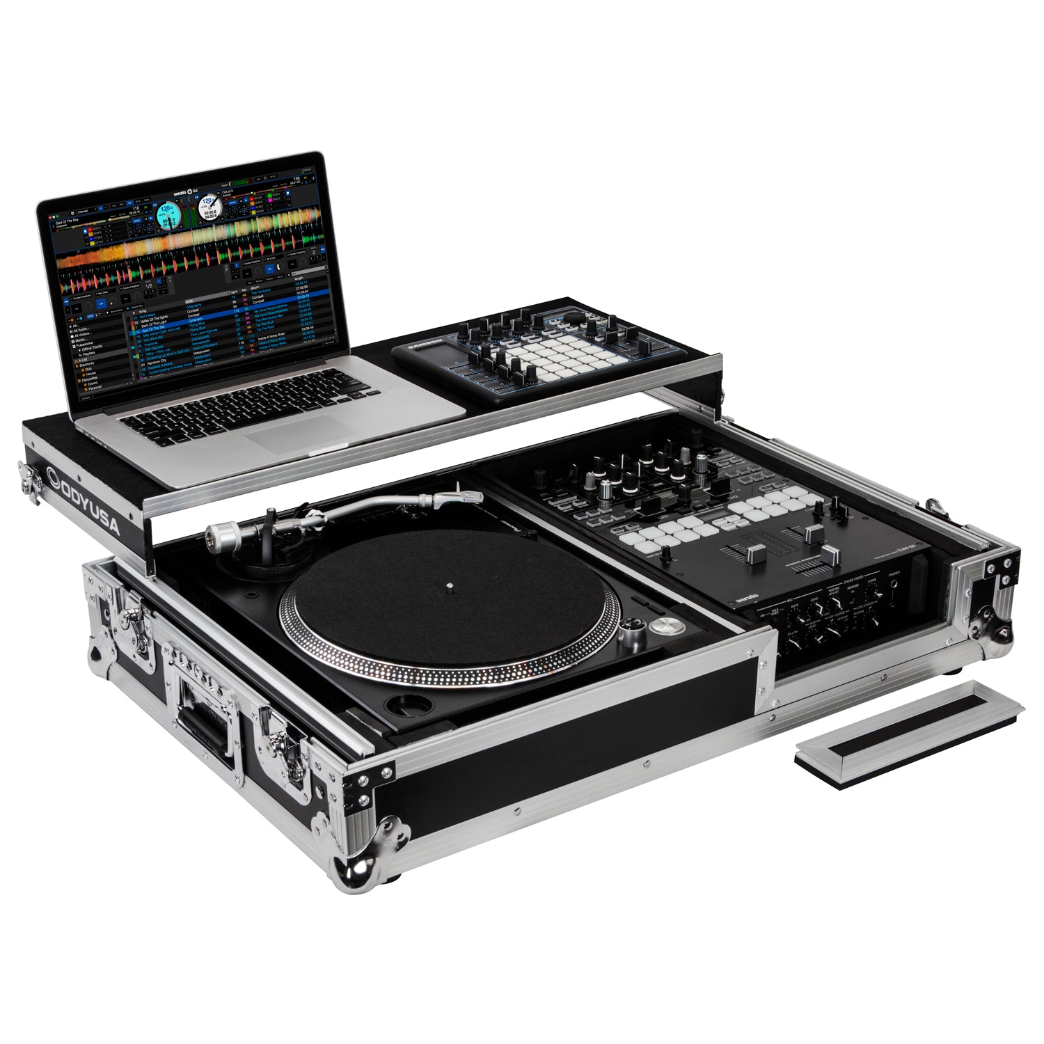 Odyssey FZGS1BM10W - Reversible 10" Format DJ Mixer and One Battle Position Turntable Coffin Flight Case with Glide Platform