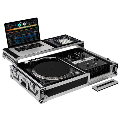 Odyssey FZGS1BM10W - Reversible 10" Format DJ Mixer and One Battle Position Turntable Coffin Flight Case with Glide Platform