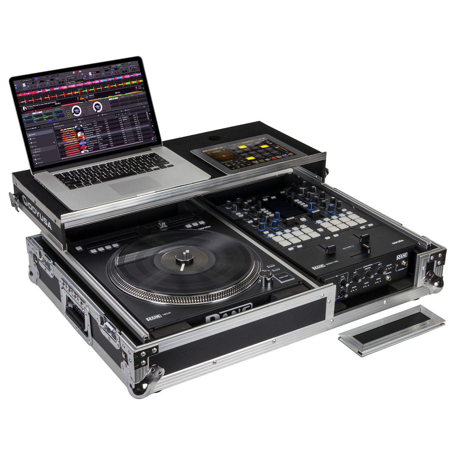 Odyssey FZGS1RA1272W - Reversible Compact Rane Twelve and Rane Seventy / Seventy-Two Battle DJ Coffin Flight Case with Glide Platform
