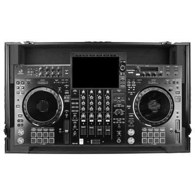 Odyssey FZGSATXDJAZWBL - AlphaTheta XDJ-AZ Dual 1U Rack Space Black Label Flight Case with Glide Style Laptop Platform and Wheels