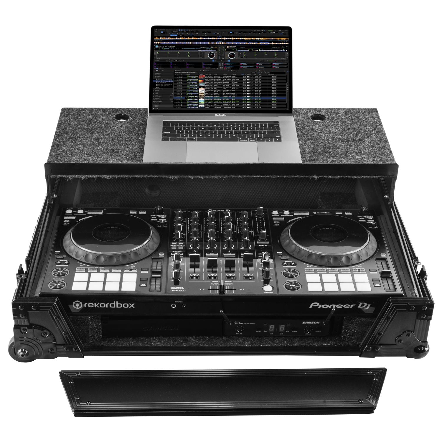 Odyssey FZGSDDJ1000BL1UCW - Pioneer DDJ-1000 / DDJ-1000SRT 1U Case in Black with Patented Glide Platform and Corner Wheels