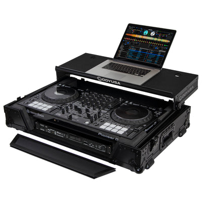 Odyssey FZGSDDJ1000W1BL - Pioneer DDJ-1000 / DDJ-1000SRT Case in Black with 1U Rack Space and Patented Glide Platform