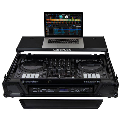 Odyssey FZGSDDJ1000W1BL - Pioneer DDJ-1000 / DDJ-1000SRT Case in Black with 1U Rack Space and Patented Glide Platform