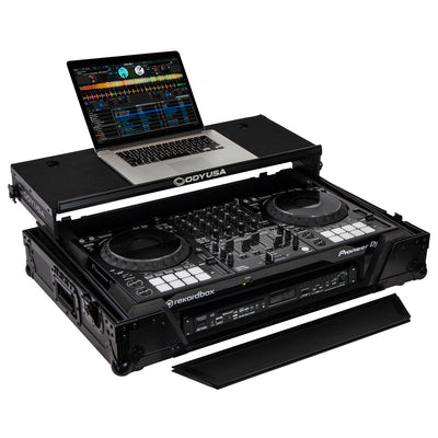 Odyssey FZGSDDJ1000W1BL - Pioneer DDJ-1000 / DDJ-1000SRT Case in Black with 1U Rack Space and Patented Glide Platform