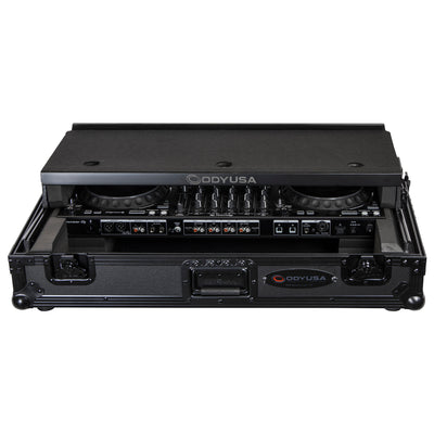 Odyssey FZGSDDJ1000W1BL - Pioneer DDJ-1000 / DDJ-1000SRT Case in Black with 1U Rack Space and Patented Glide Platform