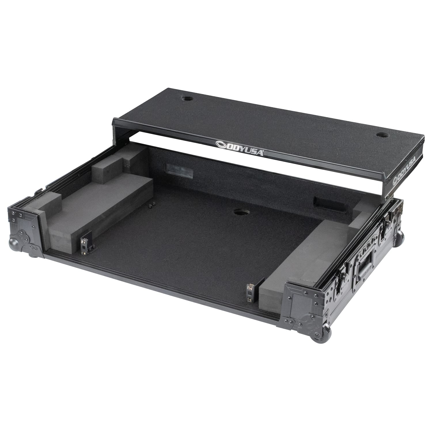 Odyssey FZGSDDJFLX10CWBL - Black Label, 1U Flight Case for the Pioneer DJ DDJ-FLX10 Controller with Glide Style Laptop Platform and Corner Wheels (CONTROLLER NOT INCLUDED)