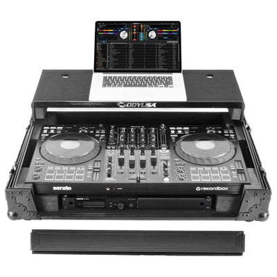 Odyssey FZGSDDJFLX10W1BL - Odyssey Black Label DDJ-FLX10 1U Flight Case with Glide Style Laptop Platform and Wheels