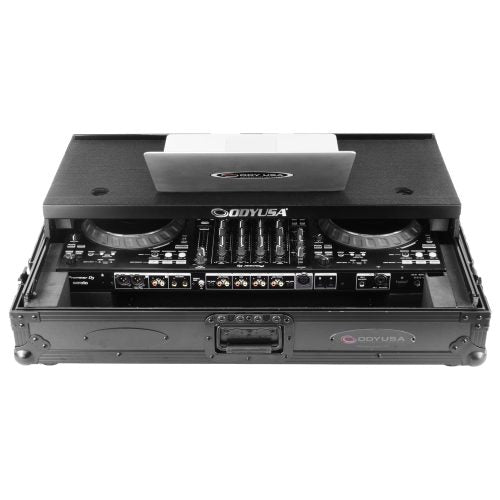 Odyssey FZGSDDJFLX10W1BL - Odyssey Black Label DDJ-FLX10 1U Flight Case with Glide Style Laptop Platform and Wheels