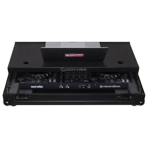 Odyssey FZGSDDJFLX6BL - Pioneer DDJ-FLX6 ATA Flight Case in Black with Glide Laptop Platform.