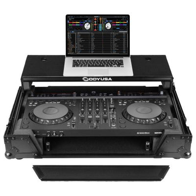 Odyssey FZGSDDJGRV6W1BL - AlphaTheta DDJ-GRV6 Case in Black with 1U Rack Space and Patented Glide Platform