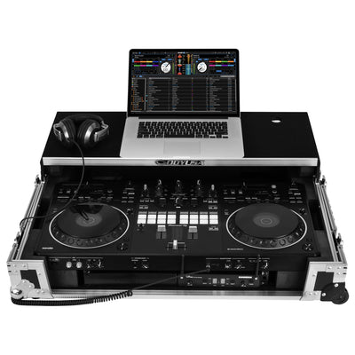 Odyssey FZGSDDJREV5CW - Odyssey DDJ-REV5 1U Flight Case with Glide Style Laptop Platform and Corner Wheels