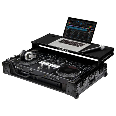 Odyssey FZGSDDJREV5CWBL - Black Label DDJ-REV5 1U Flight Case with Glide Style Laptop Platform and Corner Wheels