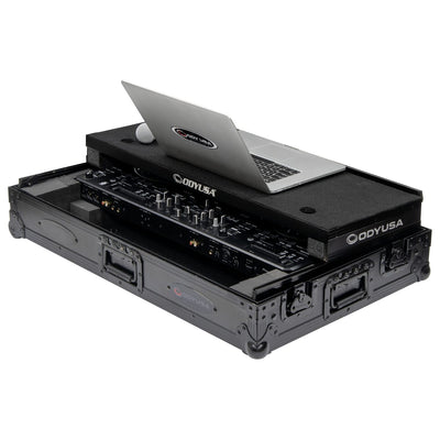 Odyssey FZGSDDJREV5CWBL - Black Label DDJ-REV5 1U Flight Case with Glide Style Laptop Platform and Corner Wheels