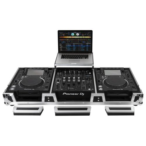 Odyssey FZGSL12CDJWR - Low Profile 12" Format DJ Mixer and Two Large Format Media Players Flight Coffin Case with Wheels and Glide Platform
