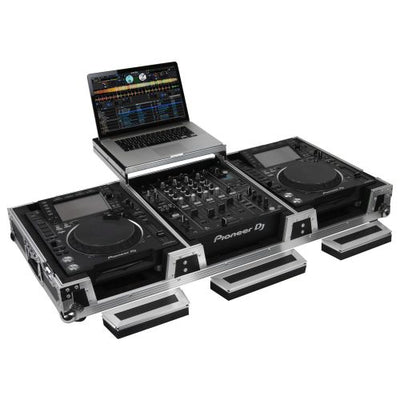 Odyssey FZGSL12CDJWR - Low Profile 12" Format DJ Mixer and Two Large Format Media Players Flight Coffin Case with Wheels and Glide Platform