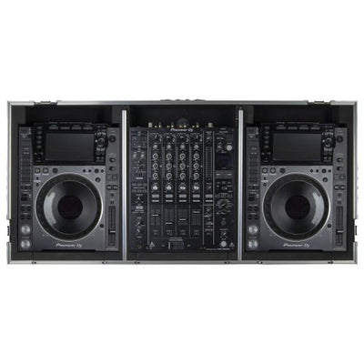 Odyssey FZGSL12CDJWR - Low Profile 12" Format DJ Mixer and Two Large Format Media Players Flight Coffin Case with Wheels and Glide Platform