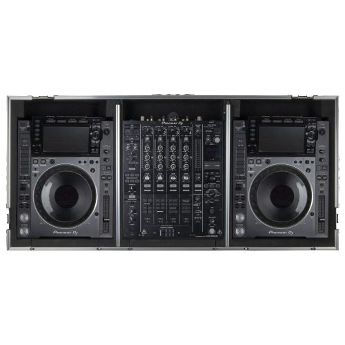 Odyssey FZGSL12CDJWR - Low Profile 12" Format DJ Mixer and Two Large Format Media Players Flight Coffin Case with Wheels and Glide Platform