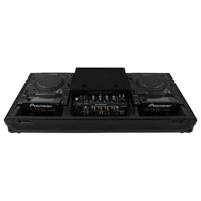 Odyssey FZGSL12CDJWRBL - Black Low Profile 12" Format DJ Mixer and Two Large Format Media Players Flight Coffin Case with Wheels and Glide Platform