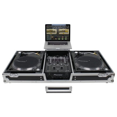 Odyssey FZGSLBM10WR - Low Profile 10" Format DJ Mixer and Two Battle Position Turntables Flight Coffin Case with Wheels and Glide Platform