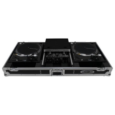 Odyssey FZGSLBM10WR - Low Profile 10" Format DJ Mixer and Two Battle Position Turntables Flight Coffin Case with Wheels and Glide Platform