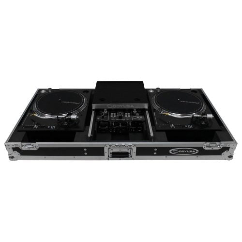 Odyssey FZGSLBM10WR - Low Profile 10" Format DJ Mixer and Two Battle Position Turntables Flight Coffin Case with Wheels and Glide Platform