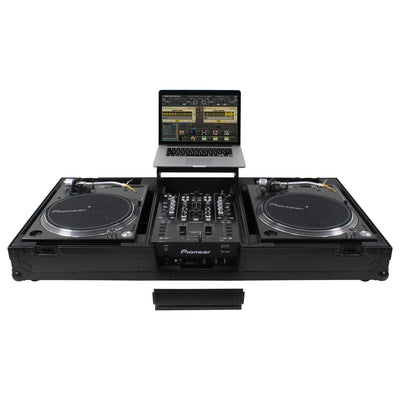 Odyssey FZGSLBM10WRBL - Black Low Profile 10" Format DJ Mixer and Two Battle Position Turntables Flight Coffin Case with Wheels and Glide Platform.