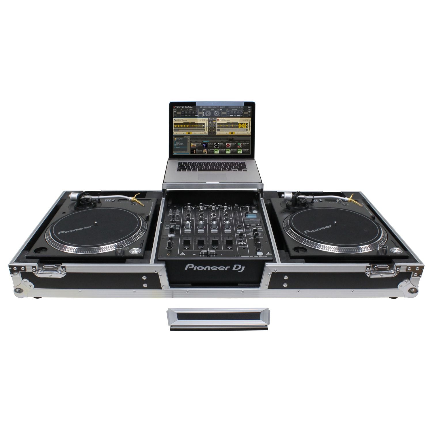 Odyssey FZGSLBM12WR - Low Profile 12" Format DJ Mixer and Two Battle Position Turntables Flight Coffin Case with Wheels and Glide Platform.
