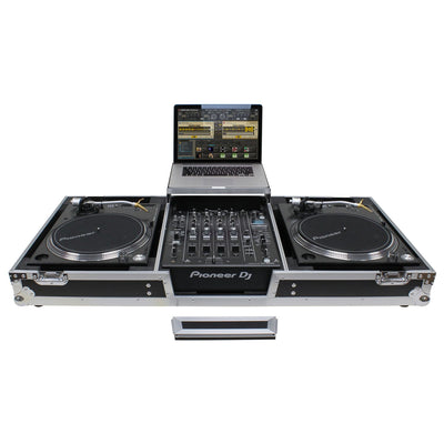 Odyssey FZGSLBM12WR - Low Profile 12" Format DJ Mixer and Two Battle Position Turntables Flight Coffin Case with Wheels and Glide Platform.