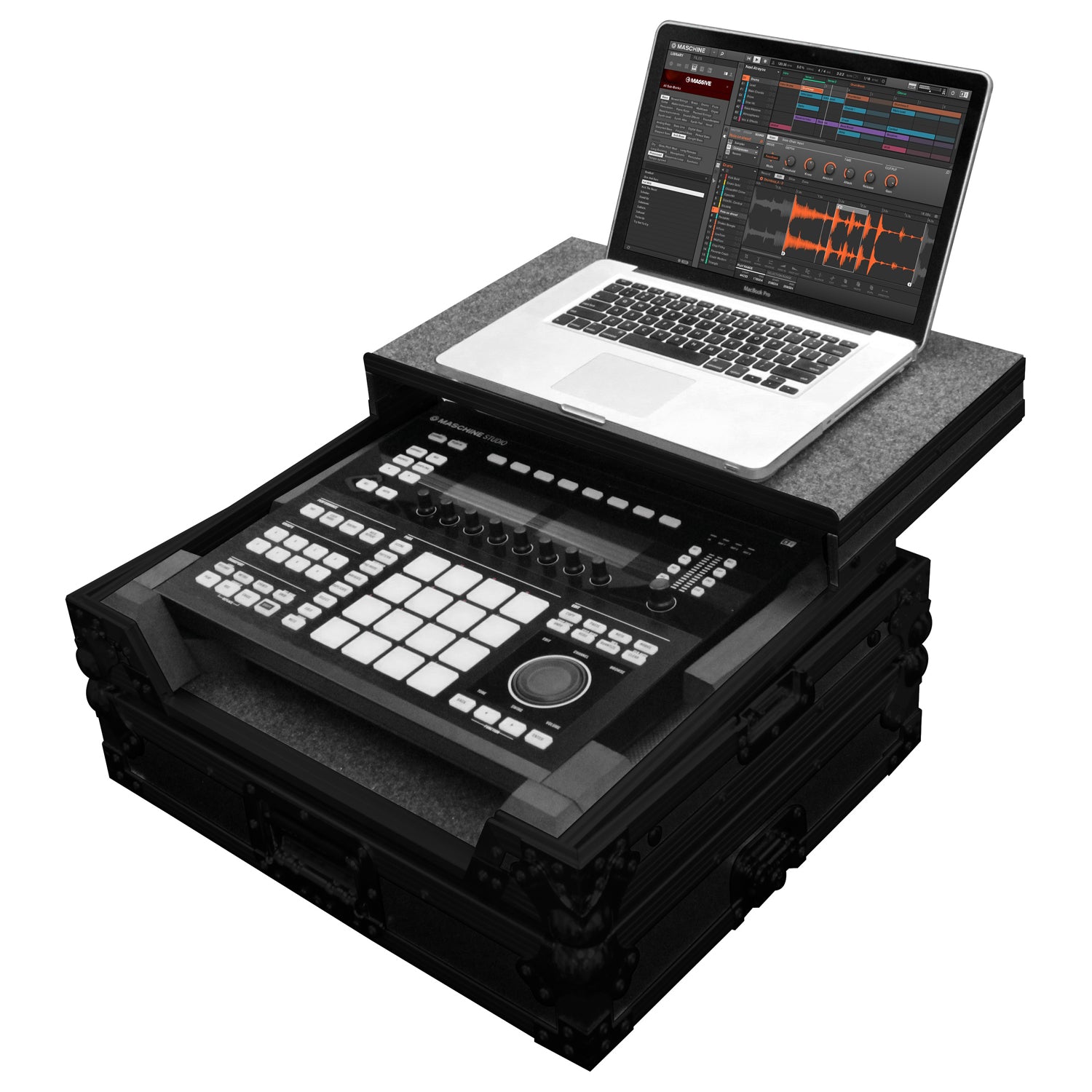 Odyssey FZGSMASCHINESBL - Black Native Instruments Maschine Studio Flight Case with Glide Platform