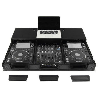 Odyssey FZGSP12CDJW2BL - Odyssey Full Glide Platform Black Label DJ Coffin Flight Case for 12″ Format DJ Mixer and Two Large Format Media Players