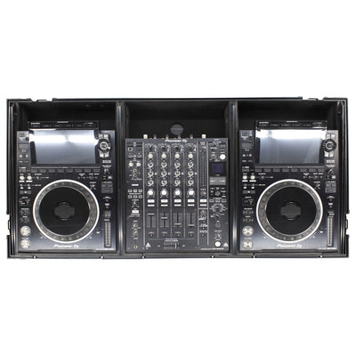 Odyssey FZGSP12CDJW2BL - Odyssey Full Glide Platform Black Label DJ Coffin Flight Case for 12″ Format DJ Mixer and Two Large Format Media Players