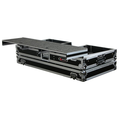 Odyssey FZGSPBM10W - Universal 10" Format DJ Mixer and Two Battle Position Turntables Flight Coffin Case with Full Glide Platform.