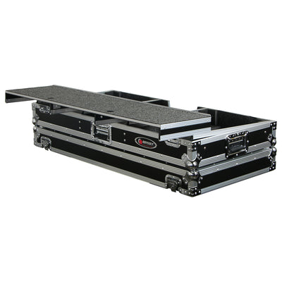 Odyssey FZGSPBM12W - Universal 12" Format DJ Mixer and Two Battle Position Turntables Flight Coffin Case with Full Glide Platform.