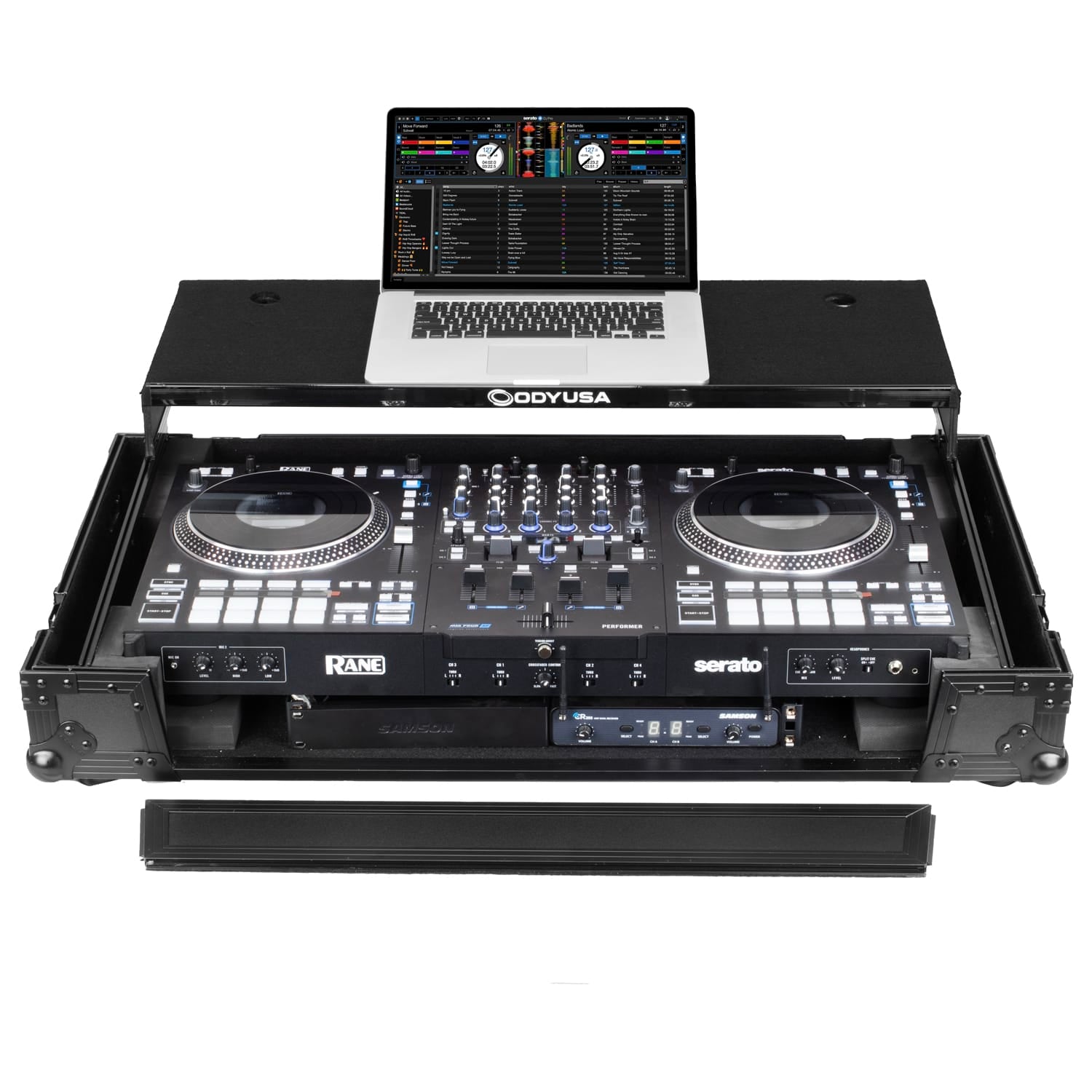 Odyssey FZGSPERFORMERW1BL - RANE PERFORMER Black Label 1U Flight Case with Glide Style Laptop Platform and Wheels.