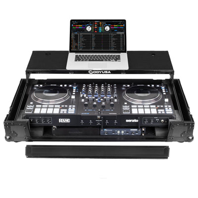Odyssey FZGSPERFORMERW1BL - RANE PERFORMER Black Label 1U Flight Case with Glide Style Laptop Platform and Wheels.