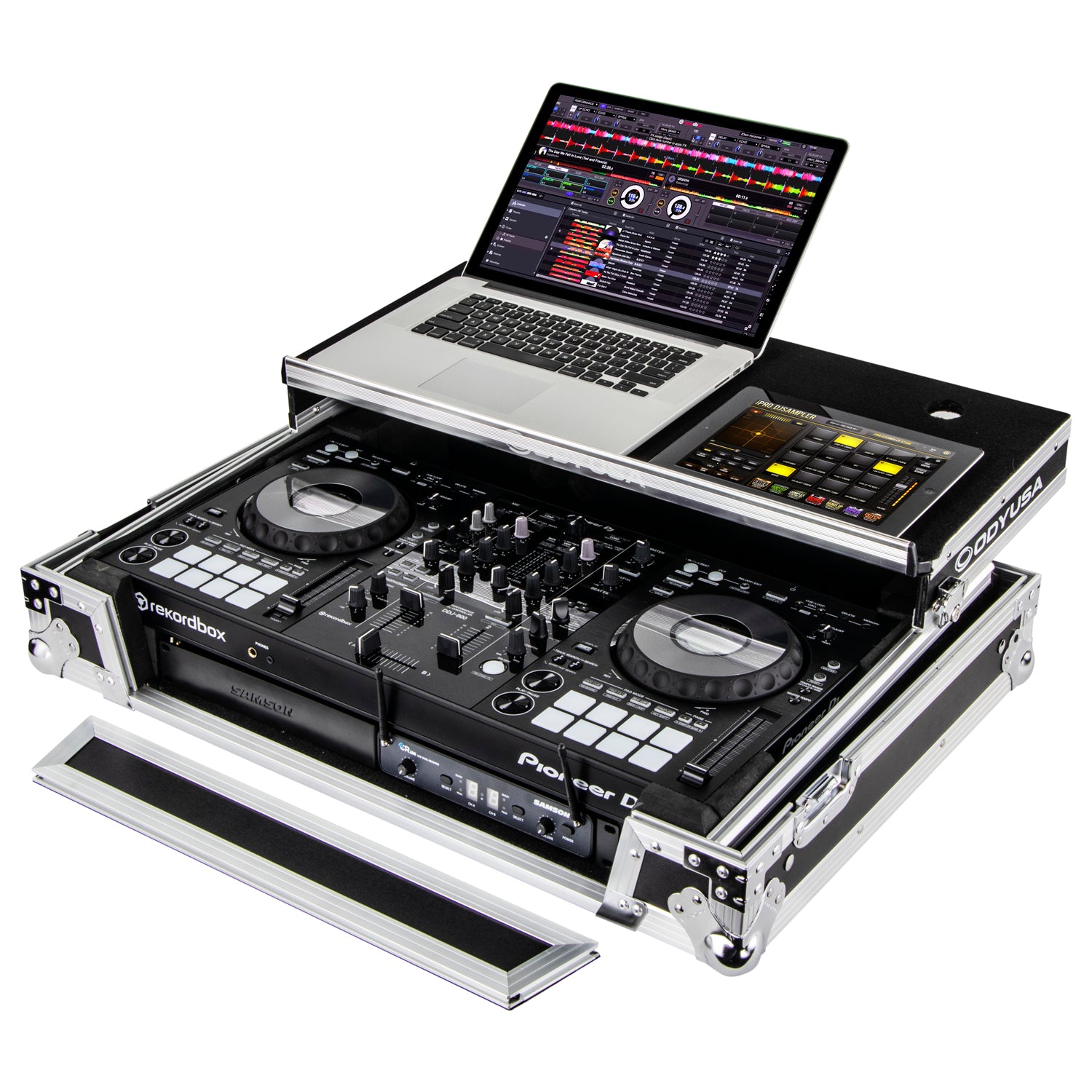 Odyssey FZGSPIDDJ8001 - Pioneer DDJ-800 / XDJ-RR Flight Case with Bottom 1U Rack Space and Glide Platform.