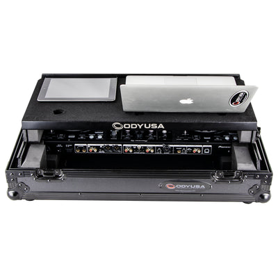 Odyssey FZGSPIDDJ8001BL - Black Pioneer DDJ-800 Flight Case with Bottom 1U Rack Space and Glide Platform.
