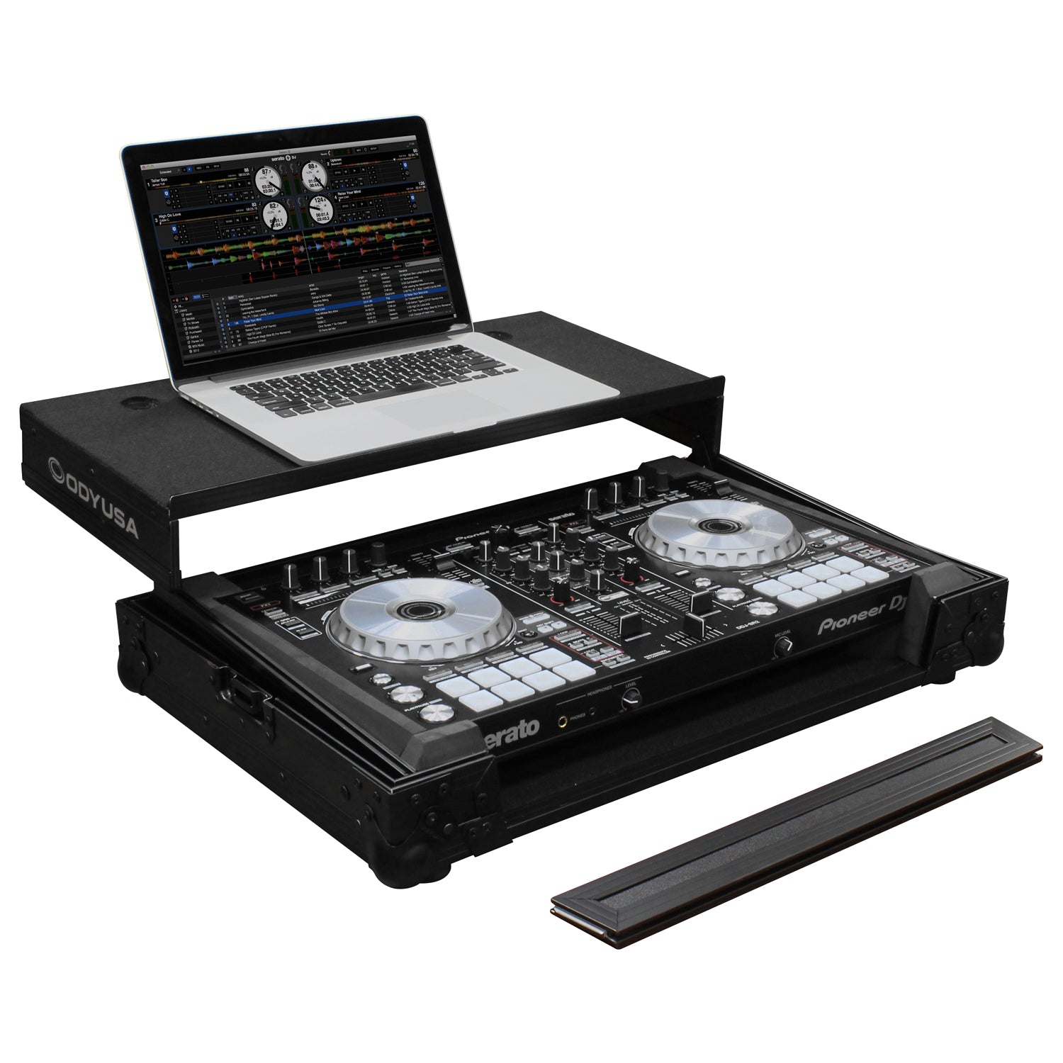 Odyssey FZGSPIDDJSR2BL - Black Pioneer DDJ-SR2 Flight Case with Glide Platform.