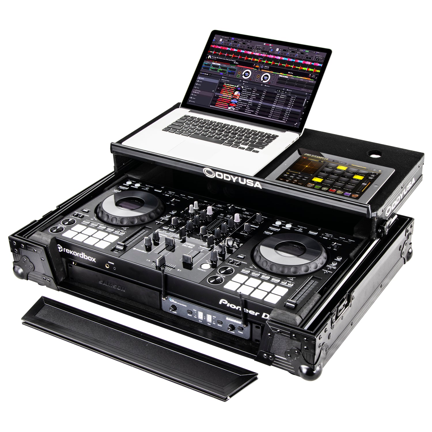 Odyssey FZGSPIXDJRR1BL - Black Pioneer XDJ-RR Bottom 1U Rack Space Flight Case with Glide Platform