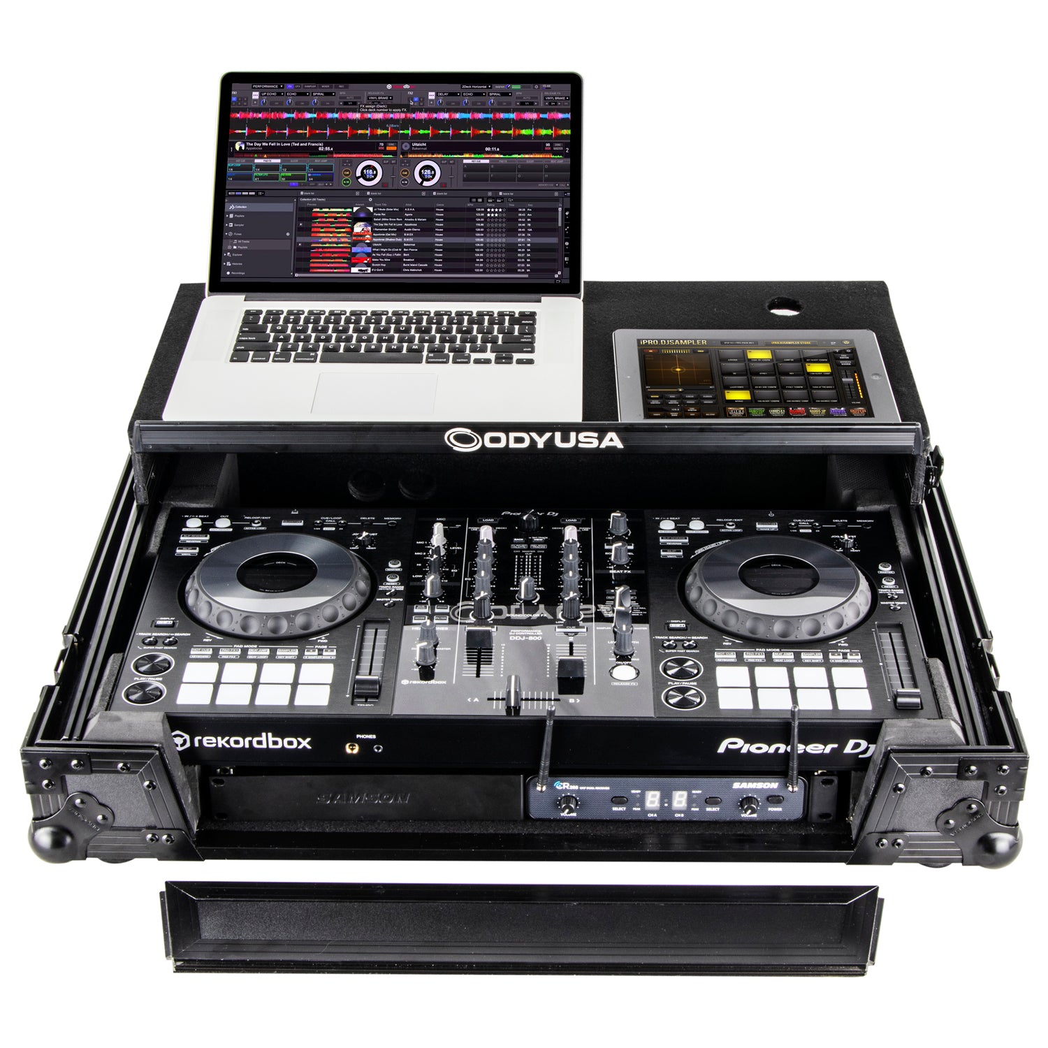 Odyssey FZGSPIXDJRR1BL - Black Pioneer XDJ-RR Bottom 1U Rack Space Flight Case with Glide Platform